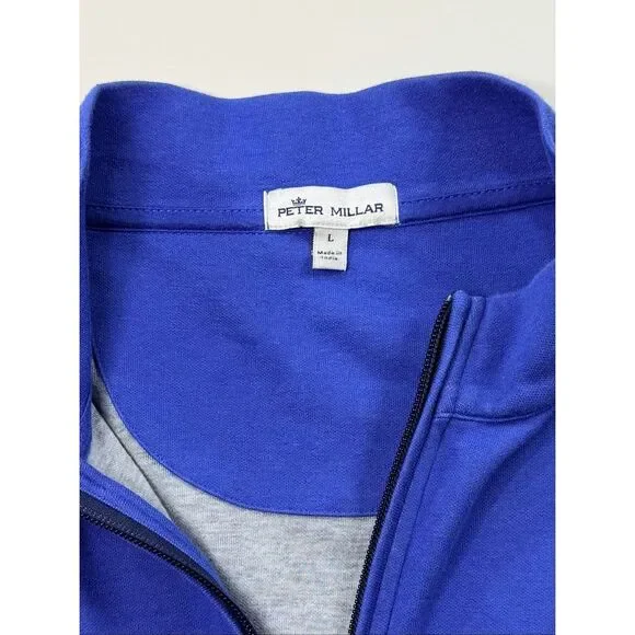 Peter Millar Rhode Island Country Club Embroidered 1/4 Zip Blue Men's Size Large